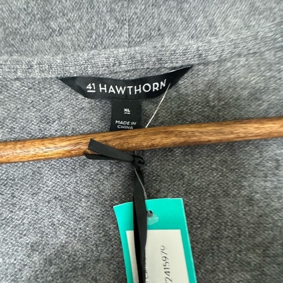 NWT 100% Cashmere 41 Hawthorn Dark Grey Open Front Draped Leena Cardigan Sweater - Picture 7 of 13